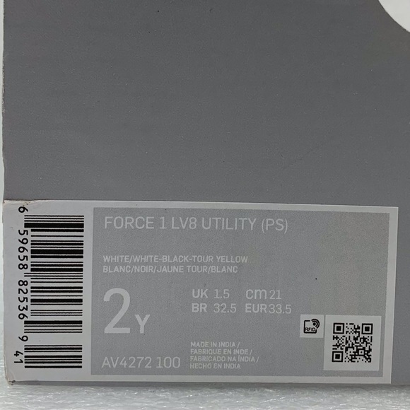 NIKE Air Force 1 LV8 AV4272-100 Black Sneaker Shoes - Kids 2Y - Picture 10 of 10